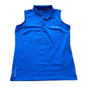 RLX Ralph Lauren Women's Size Medium Golf Polo Sleeveless Shirt Tank Blue